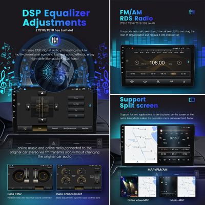 Universal 2 Din QELD/IPS Touch Screen Radio Player Carplay con función de pantalla dividida