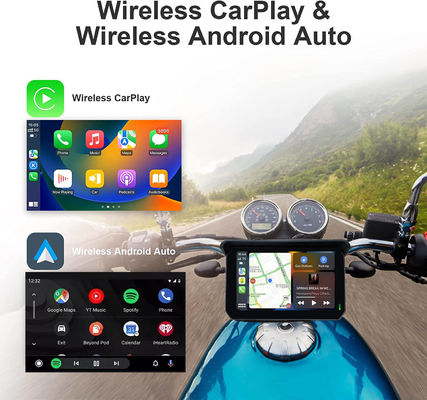 IP67 impermeable 5 pulgadas IPS pantalla motocicleta Carplay GPS navegador 2 en 1 inalámbrico Apple Car-play Android Auto