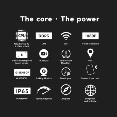 IP67 impermeable 5 pulgadas IPS Pantalla de motocicleta Navegación GPS para CarPlay / Android Auto