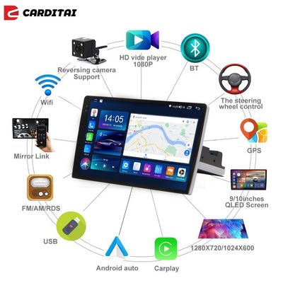 9" de pantalla 2K 2DIN Radio para automóviles con Android 10 y compatibilidad automática Carplay/Android