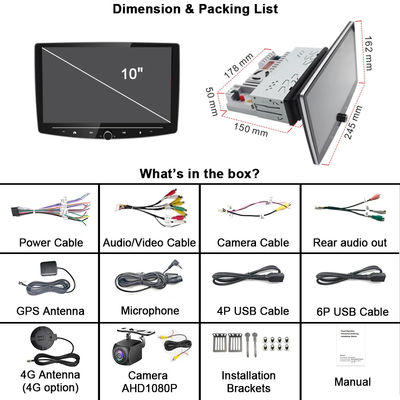 Pantalla LCD Universal de ajuste de automóviles Android 1 Din Radio de automóviles con Carplay y botón de botón