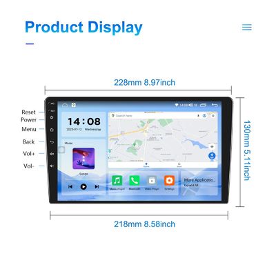 Pantalla QLED Android 9/10 pulgadas 4G RAM 64G ROM Double Din MP5 Player para automóviles con interfaz de usuario personalizada